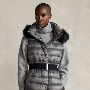 Polo Ralph Lauren Belted Gray Puffer Vest